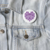 Celtic Heart Lila Pin Button Badge (In situ)