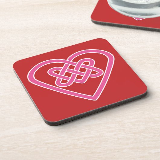 Celtic Heart Red Beverage Coaster Bier Onderzetter (Linkerzijde)