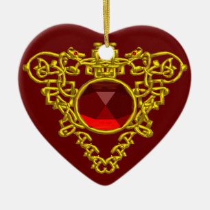 CELTIC HEART, Red Ruby Keramisch Ornament