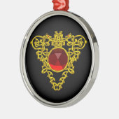 CELTIC HEART, Red Ruby Metalen Ornament (Links)