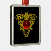 CELTIC HEART, Red Ruby Metalen Ornament (Rechts)