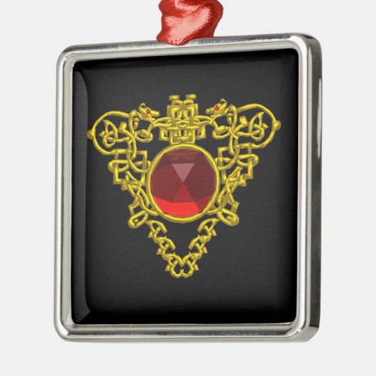 CELTIC HEART, Red Ruby Metalen Ornament (Links)