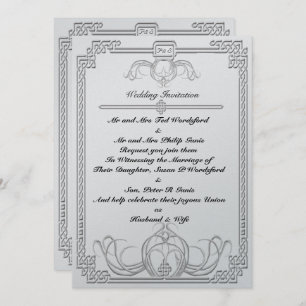 Celtic Ice Wolf Wedding Invitation Kaart