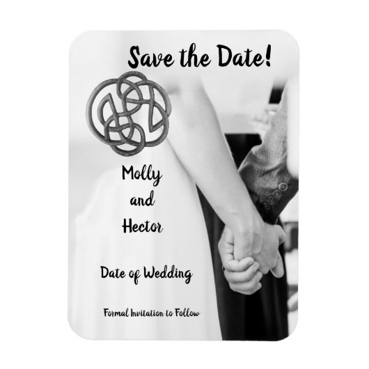Celtic Infinity Knot Holding Hands Save the Date Magneet (Verticaal)
