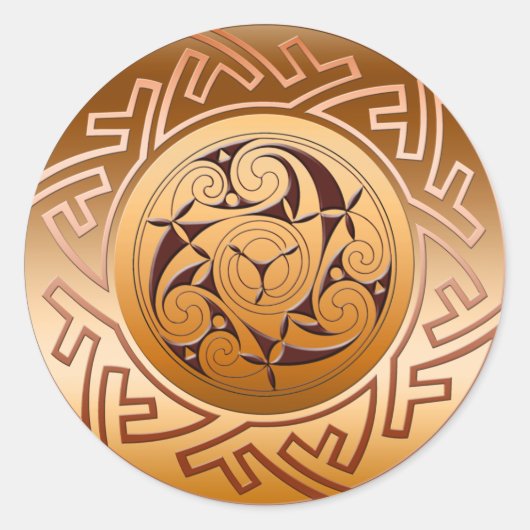 Celtic Key en Spiral Ronde Sticker (Voorkant)