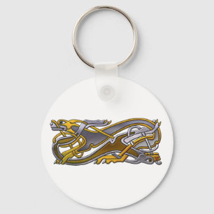 Celtic Knot 2 dogs - goud en zilver Sleutelhanger