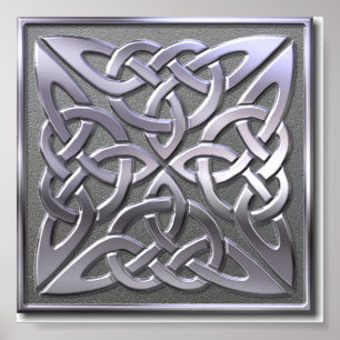 Celtic Knot 4 square-Silver Poster