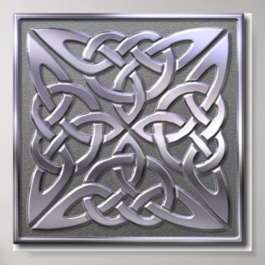 Celtic Knot 4 square-Silver Poster (Voorkant)