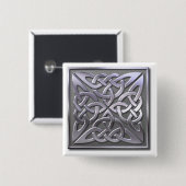 Celtic Knot 4 square-Silver Vierkante Button 5,1 Cm (Voorkant /achterkant)