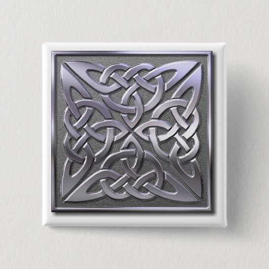 Celtic Knot 4 square-Silver Vierkante Button 5,1 Cm (Voorkant)