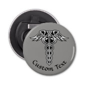 Celtic Knot Caduceus Button Flesopener (Voorkant)