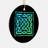 Celtic Knot Circle - Square Blue Green Keramisch Ornament (Rechts)