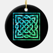 Celtic Knot Circle - Square Blue Green Keramisch Ornament (Achterkant)