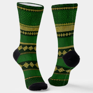 Celtic Knot Decorative Gold en Green patroon Sokken