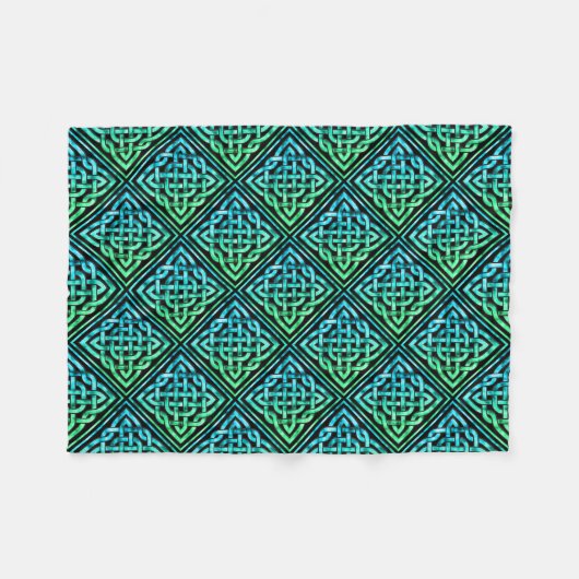 Celtic Knot - Diamond Blue Green Fleece Blanket (Voorkant (Horizontaal))