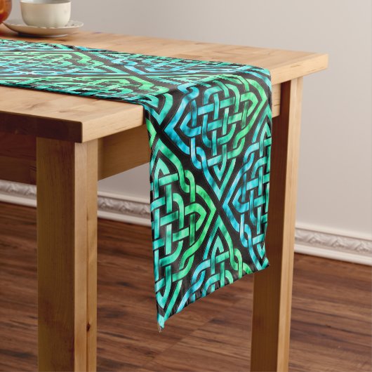 Celtic Knot - Diamond Blue Green Table Runner Korte Tafelloper (Voorbeeld)