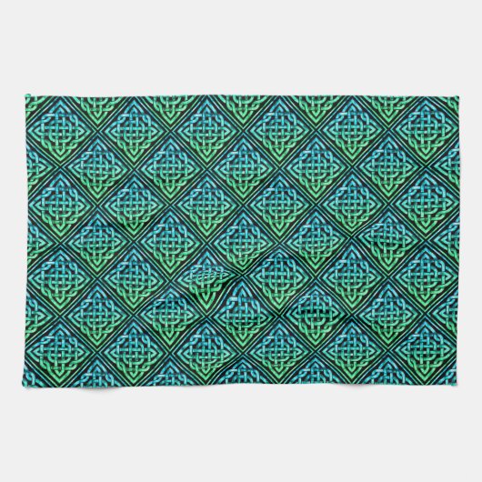 Celtic Knot - Diamond Blue Green Theedoek (Horizontaal)