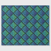 Celtic Knot Diamond Blue Green Tiled Design 2 Cadeaupapier (Vlak)