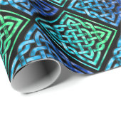 Celtic Knot Diamond Blue Green Tiled Design 2 Cadeaupapier (Rol Hoek)