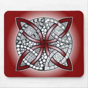 Celtic Knot Doodle Maroon Red Muismat