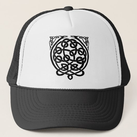 Celtic Knot Dragons - Zwart-wit Trucker Pet (Voorkant)