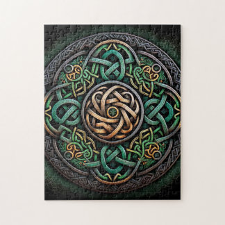 Celtic Knot Green Gold Knotwork Legpuzzel