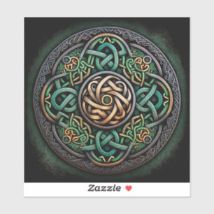 Celtic Knot Green Gold Knotwork Sticker
