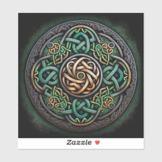 Celtic Knot Green Gold Knotwork Sticker