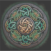 Celtic Knot Green Gold Knotwork Sticker (Voorkant)
