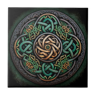Celtic Knot Green Gold Knotwork Tegeltje
