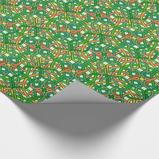 Celtic Knot Irish Braid Pattern Green  Cadeaupapier (Hoek)