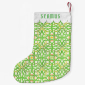 Celtic Knot Irish Braid Pattern Green gepersonalis Kleine Kerstsok (Achterkant)