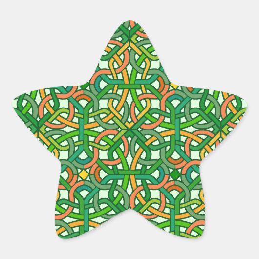 Celtic Knot Irish Braid Pattern Green  Ster Sticker (Voorkant)