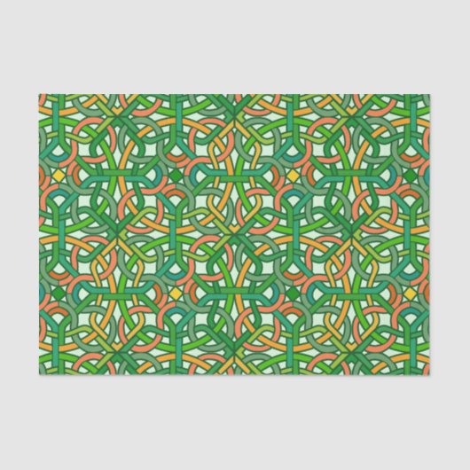 Celtic Knot Irish Braid Pattern Green  Tissuepapier (Voorkant)