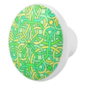 Celtic Knot Irish Braid Pattern Green Yellow Keramische Knop (Rechts)