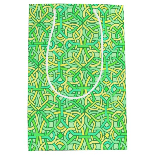 Celtic Knot Irish Braid Pattern Green Yellow Medium Cadeauzakje (Voorkant)