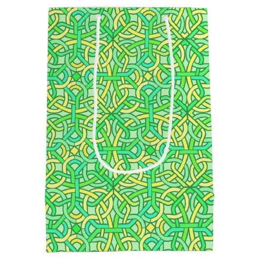 Celtic Knot Irish Braid Pattern Green Yellow Medium Cadeauzakje (Achterkant)
