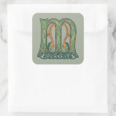 Celtic Knot Letter M, Irish Design Vierkante Sticker (Tas)