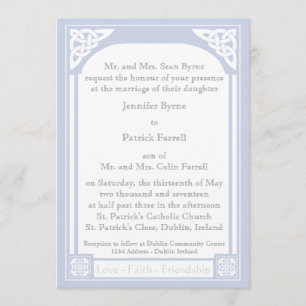 Celtic Knot Lijst Invitation - Light Blue Kaart