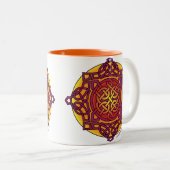 Celtic Knot Medallion Mok_ warme tones_ARD Tweekleurige Koffiemok (Voorkant rechts)