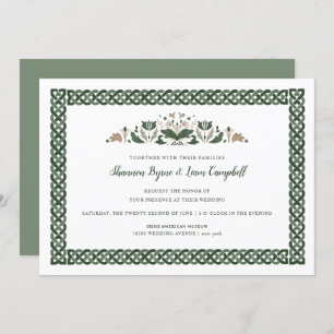 Celtic Knot Modern Floral Irish Wedding Kaart