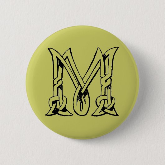  Celtic Knot Monogram Letter M Ronde Button 5,7 Cm (Voorkant)