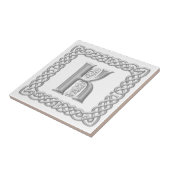 Celtic Knot Monogram Silver Effect Letter K Tile Tegeltje (Zijkant)