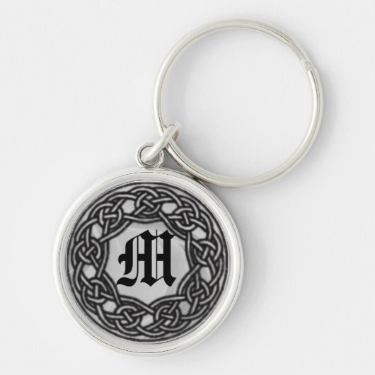 Celtic Knot Monogram Zilveren Sleutelhanger (Voorkant)