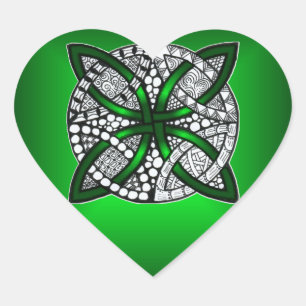 Celtic Knot Original Art Green Hart Sticker