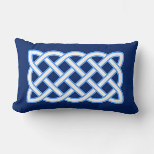 Celtic Knot Pattern, Cobalt Blue en White Kussen