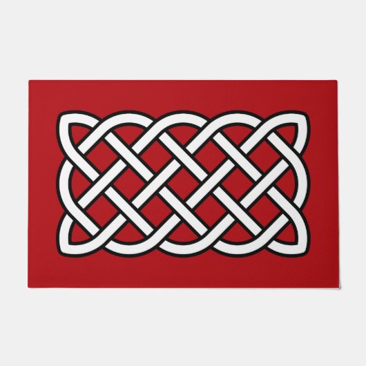 Celtic Knot Pattern, Deep Red, Black and White Deurmat (Voorkant)