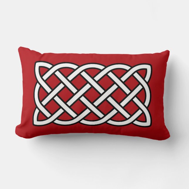 Celtic Knot Pattern, Deep Red, Black and White Kussen (Voorkant)