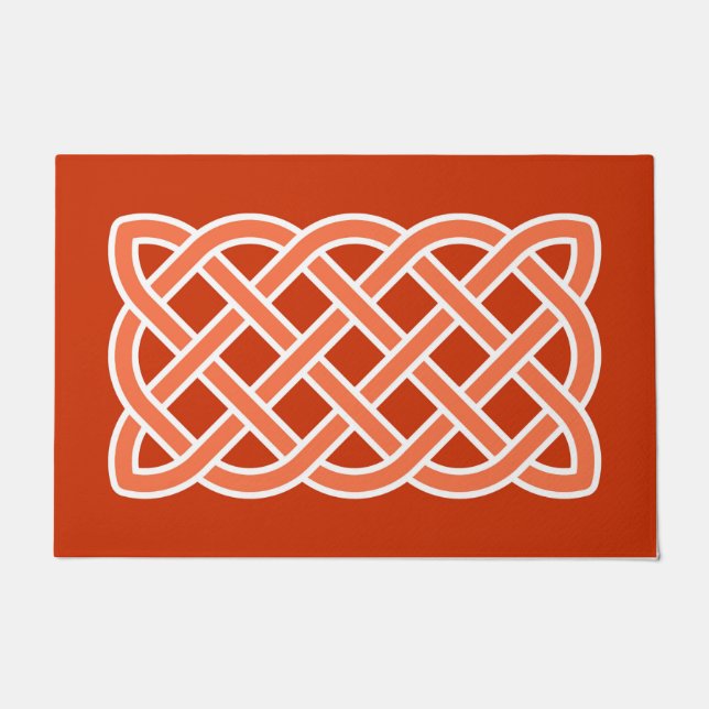 Celtic Knot Pattern, Mandarin Oranje en White Deurmat (Voorkant)