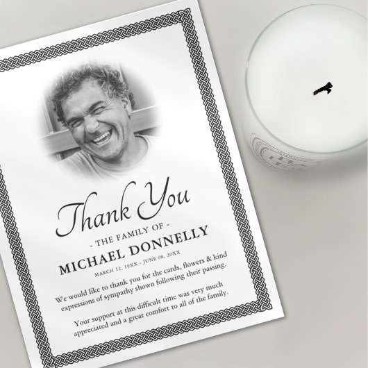 Celtic Knot Photo Funeral Bedankkaart